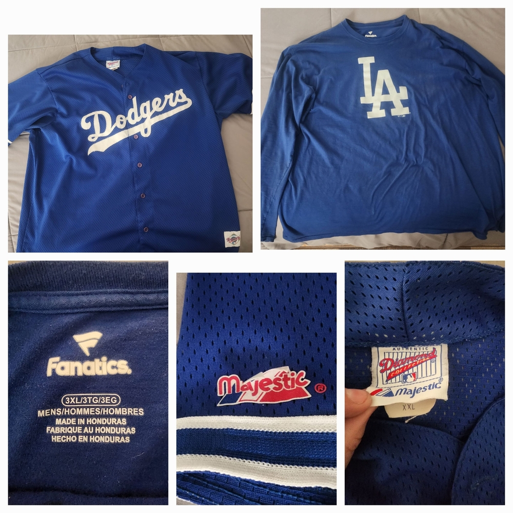 Majestic Blue Dodgers Jersey and Fanatics Lonrlg Sleeve Shirt